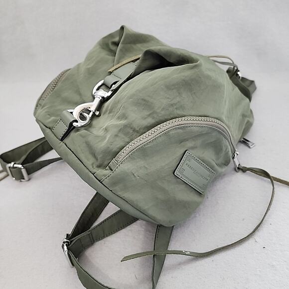 Rebecca Minkoff Julian Backpack Olive Green Nylon Utility Bag Silver Hardware